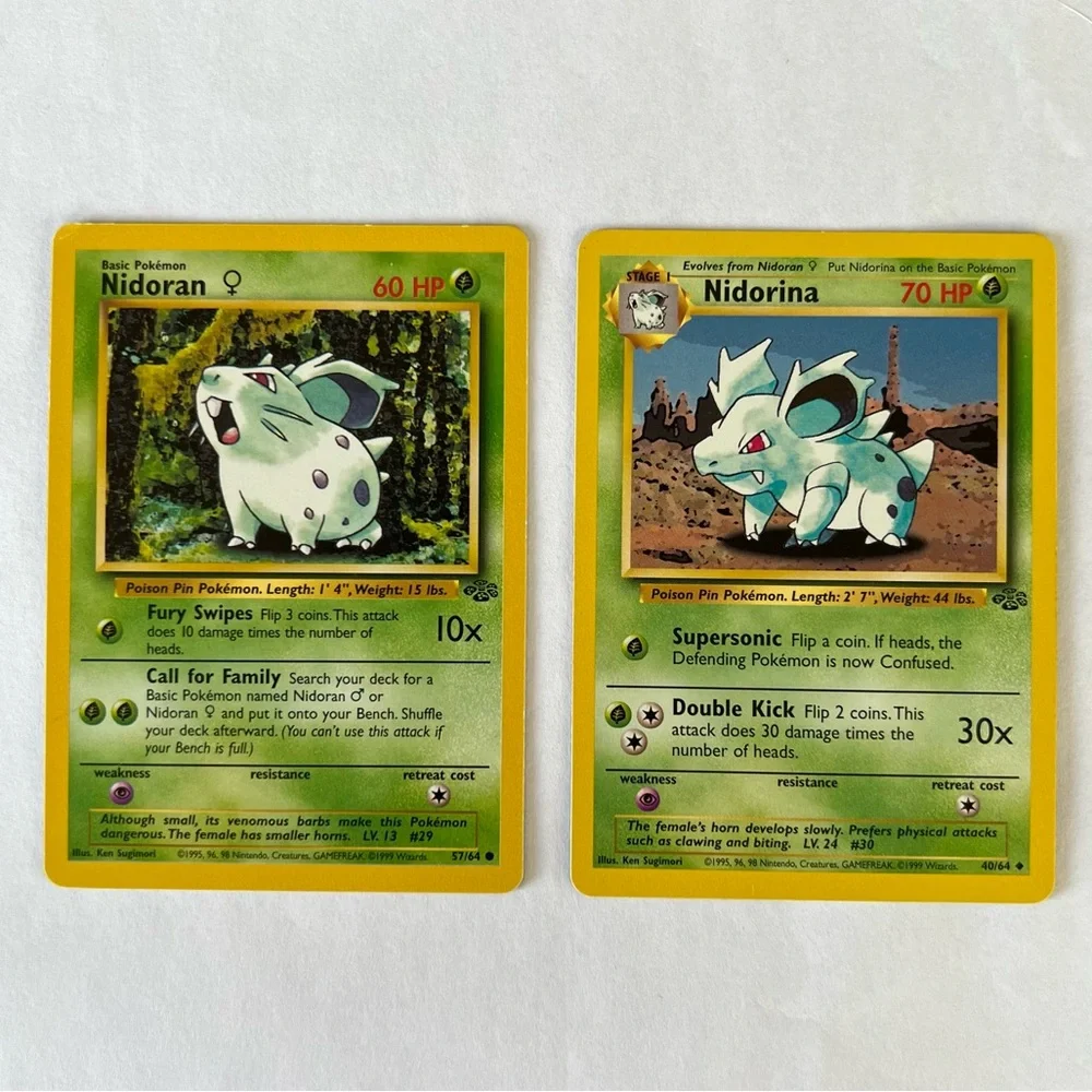 Vintage Pokemon Nidoran & Nidorina Playing Cards